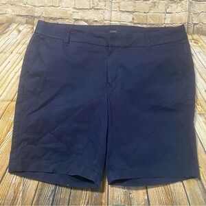 J Crew Navy Blue 9” Frankie Cotton Stretch Bermuda Shorts